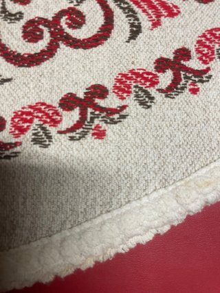 Tovaglia rotonda nuova disegno crema e rosso