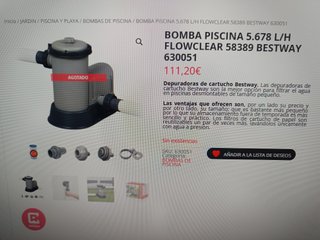 Depuradora Bestway Cartucho Piscina Potente