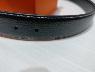 Cinturón Hermes Negro Hebilla Plateada