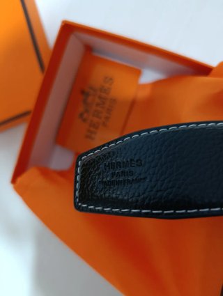 Cinturón Hermes Negro Hebilla Plateada