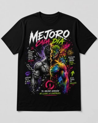 Camiseta Negra MEJORO CADA DÍA Talla L