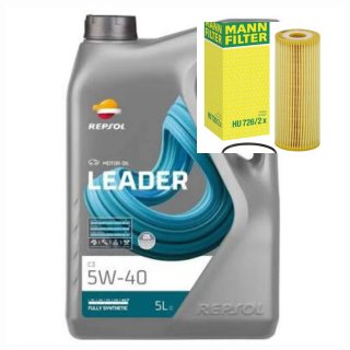 Aceite Repsol LEADER 5W-40 5L + Filtro Mann ,leon1