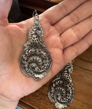 Aretes Vintage Filigrana Latón y plata Envejecida