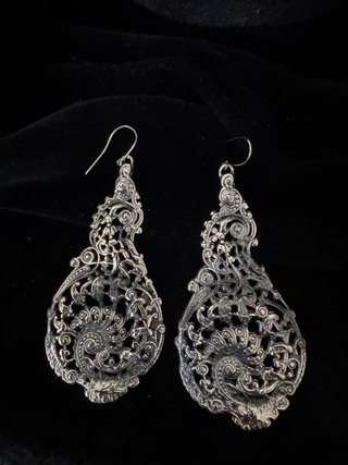 Aretes Vintage Filigrana Latón y plata Envejecida
