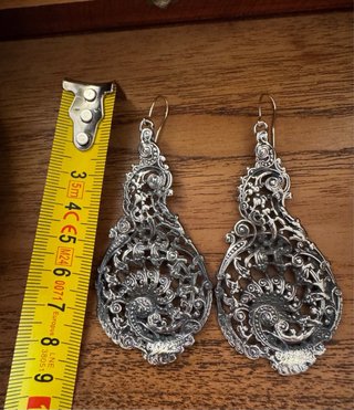 Aretes Vintage Filigrana Latón y plata Envejecida