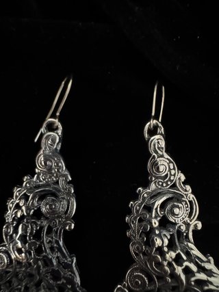 Aretes Vintage Filigrana Latón y plata Envejecida