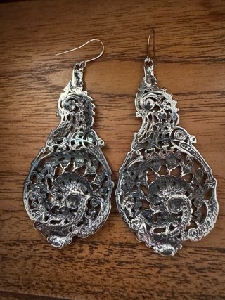 Aretes Vintage Filigrana Latón y plata Envejecida