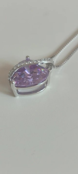 Collar Plata 925 Corazón Lila Circonitas