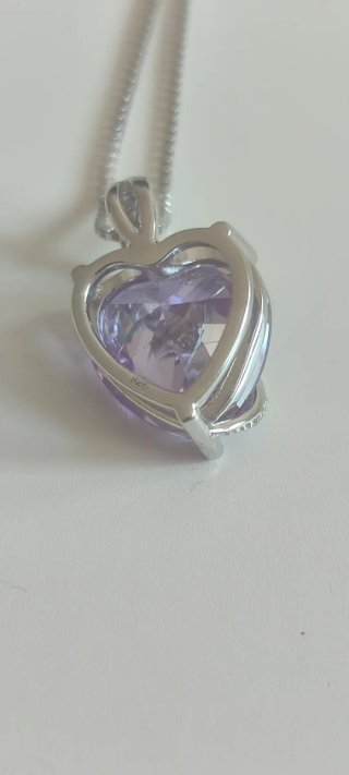 Collar Plata 925 Corazón Lila Circonitas