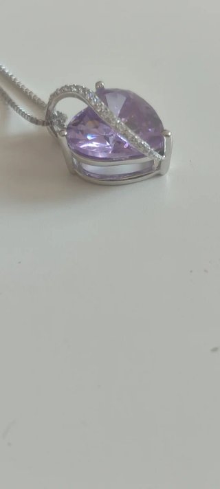 Collar Plata 925 Corazón Lila Circonitas