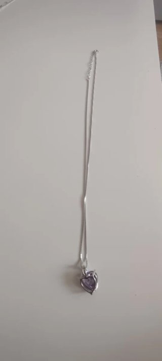 Collar Plata 925 Corazón Lila Circonitas