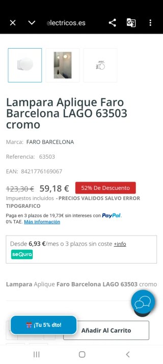 Lámpara Aplique Faro Barcelona LAGO