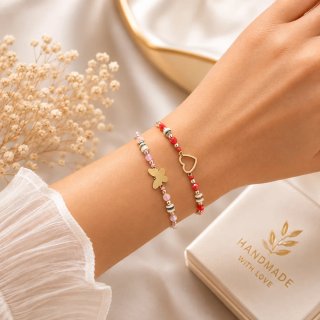 Pulsera Mujer Cuentas Artesanal Ajustable Regalo