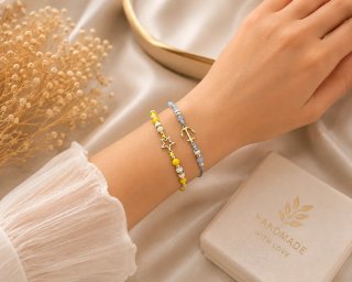Pulsera Mujer Cuentas Artesanal Ajustable Regalo