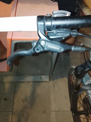 Bicicleta de montaña plateada