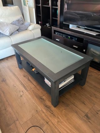 Mesa de centro elevable cristal y madera