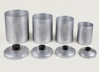 Set 4 barattoli Metasco alluminio vintage anni '60