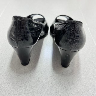 Zendra Zapatos Charol Negro Tacón Peep Toe