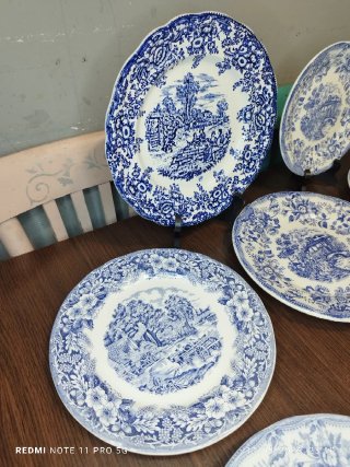 Lote 10 Platos Porcelana Vintage Azul