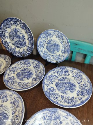 Lote 10 Platos Porcelana Vintage Azul