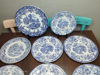 Lote 10 Platos Porcelana Vintage Azul