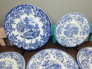 Lote 10 Platos Porcelana Vintage Azul