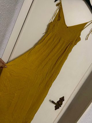 Vestido largo mostaza mujer