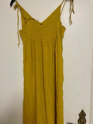 Vestido largo mostaza mujer