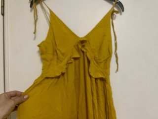 Vestido largo mostaza mujer