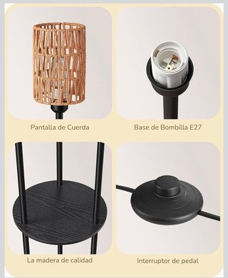 Lámpara vintage Regulable con Estantes