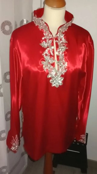 Camisa Gitana Hombre Boda Roja Plata