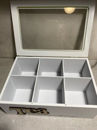 Scatola porta tè in legno con coperchio in vetro
