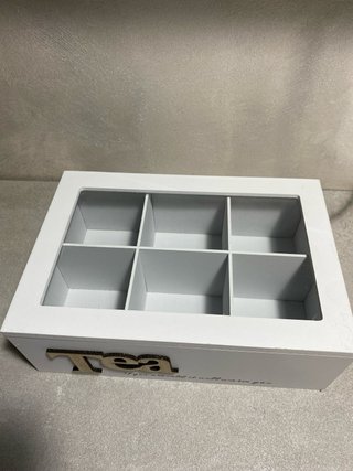 Scatola porta tè in legno con coperchio in vetro