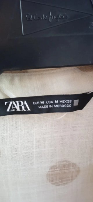 Blusa Zara lunares beige y marrón Talla M
