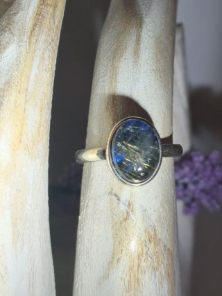 Anillo Plata Labradorita y Cuarzo Rutilado