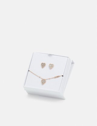 Conjunto Guess Corazón Dorado y Rosa