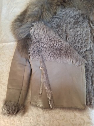 Chaqueta doble faz aviador/biker beige/gris