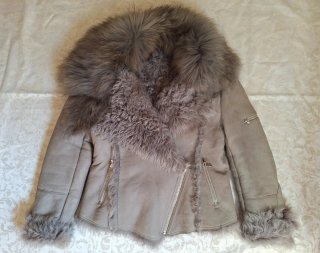 Chaqueta doble faz aviador/biker beige/gris