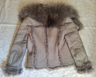 Chaqueta doble faz aviador/biker beige/gris