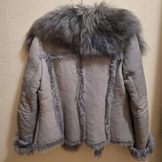 Chaqueta doble faz aviador/biker beige/gris