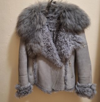 Chaqueta doble faz aviador/biker beige/gris
