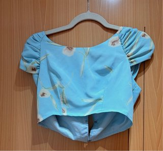 Conjunto Top y Falda Azul Flores