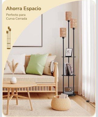 Lámpara de Pie Regulable con Estantes