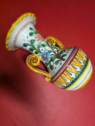 Vaso anfora Deruta ceramica decorato