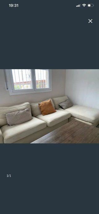 Sofá modular beige y naranja