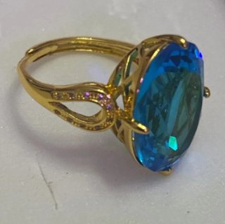 Anillo Vintage Chapado Oro 14k Azul