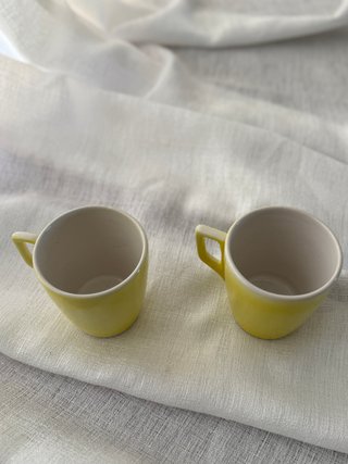 Par Chávenas Café Expresso Vintage Amarelo Retro