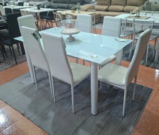 Mesa Comedor y 6 Sillas Blancas