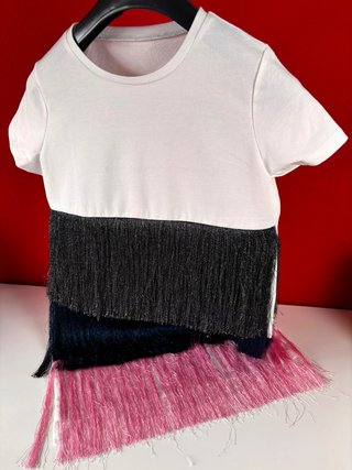 Vestido / camiseta larga de flecos multicolor tall