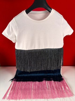 Vestido / camiseta larga de flecos multicolor tall